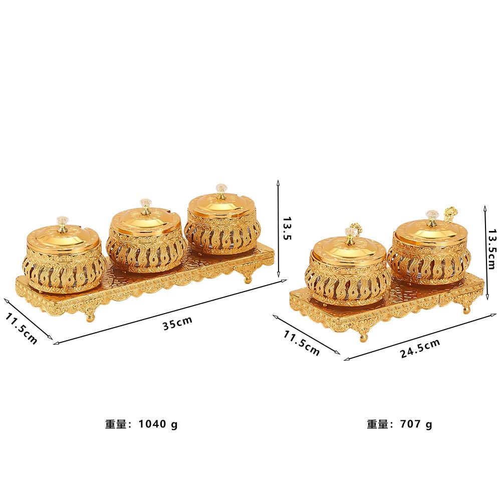 Golden Seasoning Jar Hollowed-out Metal Golden Salt Shaker Kitchen Storage Box Seasoning Box Spice Jars Set Salt Organizer
