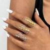 Stainless Steel Geometric Multi-Layer Line Rings for Women Men Personality Hollow Wide Opening Rings Banquet Jewelry Accessories