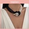 Mehrschichtige Perlenkette für Damen mit geometrischem Design Handgefertigter künstlerischer Schmuck