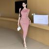 2025 temperament celebrity sleeveless vest top hip skirt knitted suit