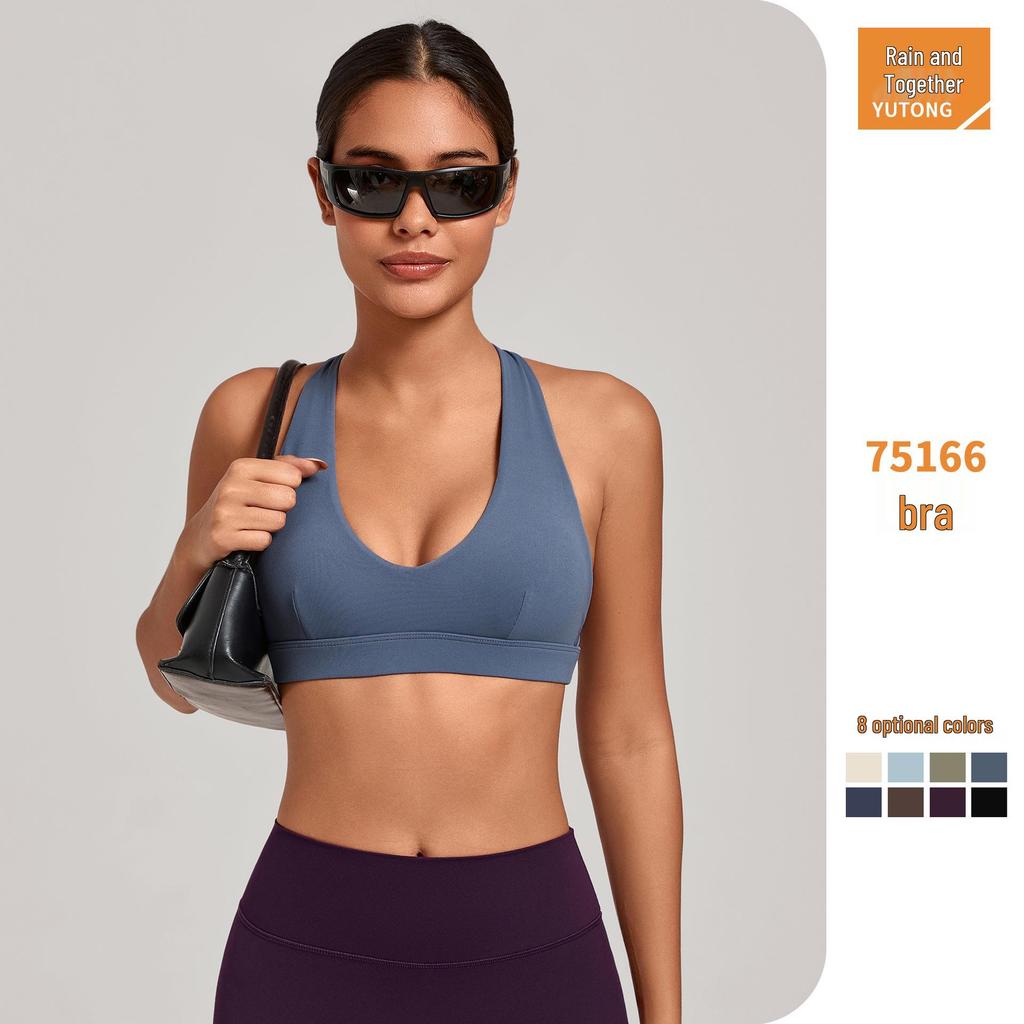 Cross-Strap Halter Neck Yoga Bra for Running and Fitness