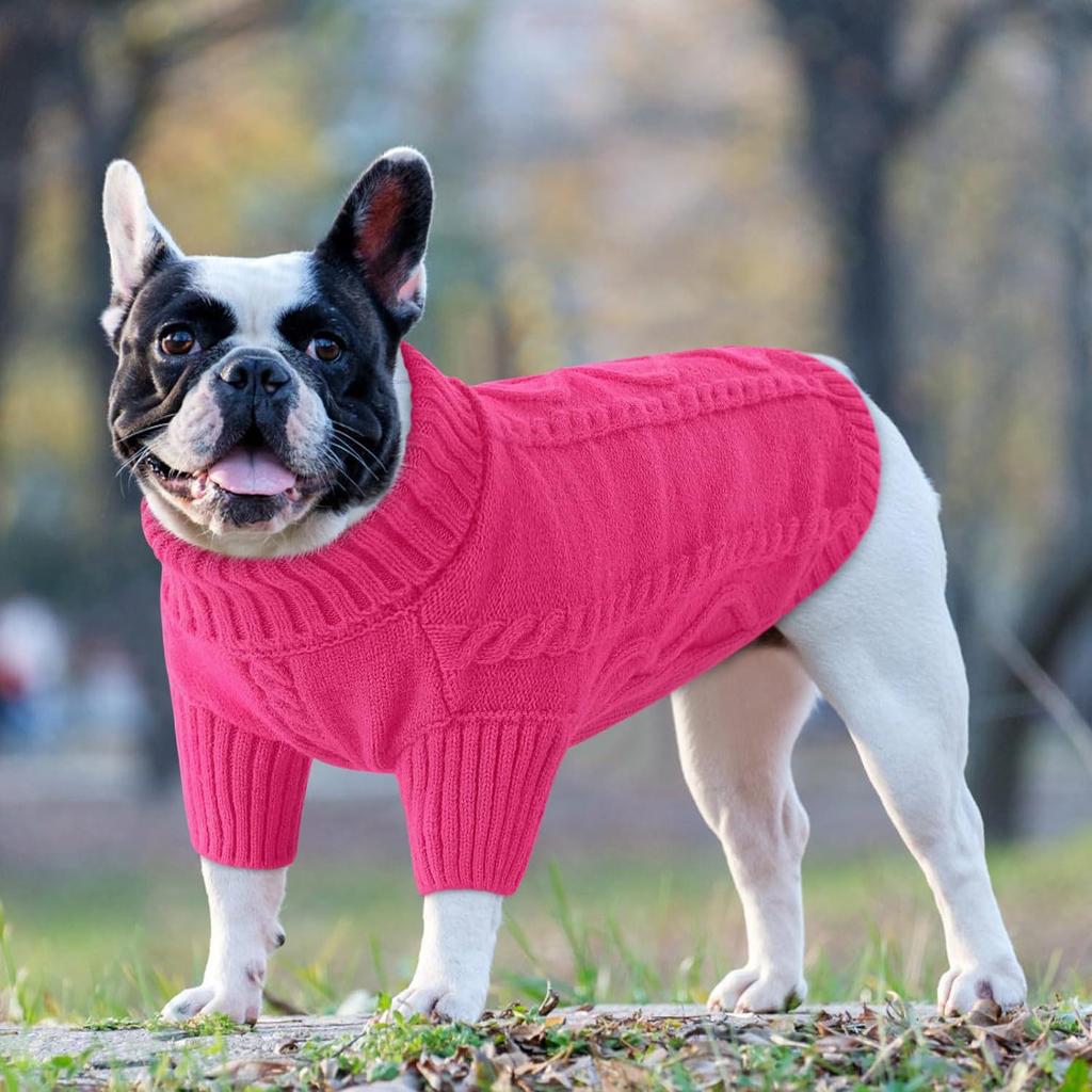 Dog High Collar Knit Sweater for Autumn/Winter 2025 - Solid Color Pet Clothing
