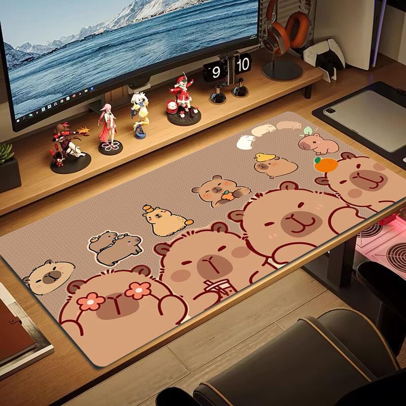 Capybara Cartoon Farbige Mauspads Große Gaming Tischunterlage Rutschfeste Laptop Tablet Große Mauspads XXL Matte Mini PC Spielmatte Mit Verriegeltem Rand