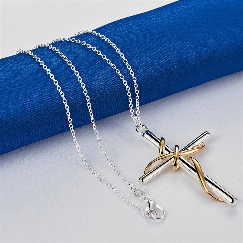 925 sterling silver 16-30 inch exquisite cross pendant necklace for men and women's wedding fashion jewelry accessories gifts