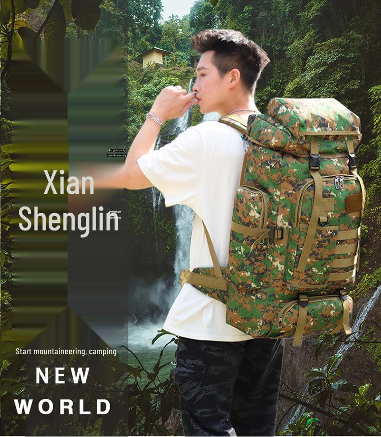 Outdoor 80L Waterproof Camouflage Hiking Backpack - Large Capacity for Travel, Camping, and Sports