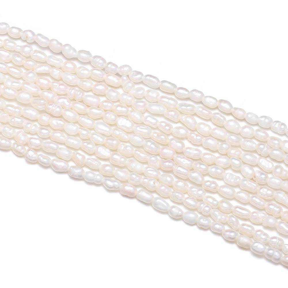 1String, White Natural Freshwater Pearls, Rice Shape Pearl Beads, 2–2.5 Mm, for DIY Necklace Accessories, Valentine's Day Gifts, 36cm