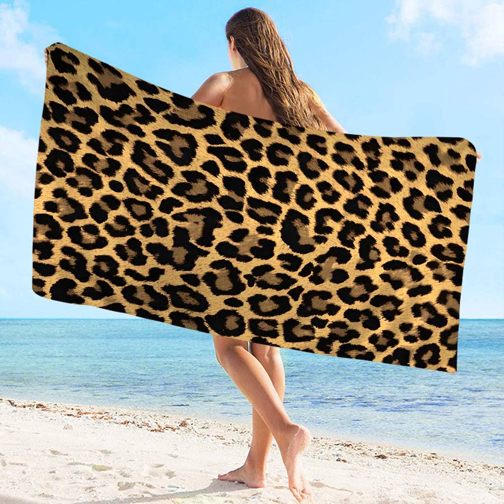 Leopard P-Print Microfiber Blanket Quick Drying Beach Towels Oversized Printing Super Absorbent Pool Towel Blanket