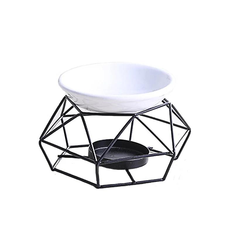 Nordic Candle Holder Aromatherapy Ceramic Oil Lamp Stainless Steel Base Aroma Burner Home Decoration Ornament Meditation Gift