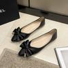 2024 Spring Autumn Hot Sale Handmade Bowknot Flats Ballerina Shoes Women Loafers Soft Leather Metal Button Women Flats Shoes
