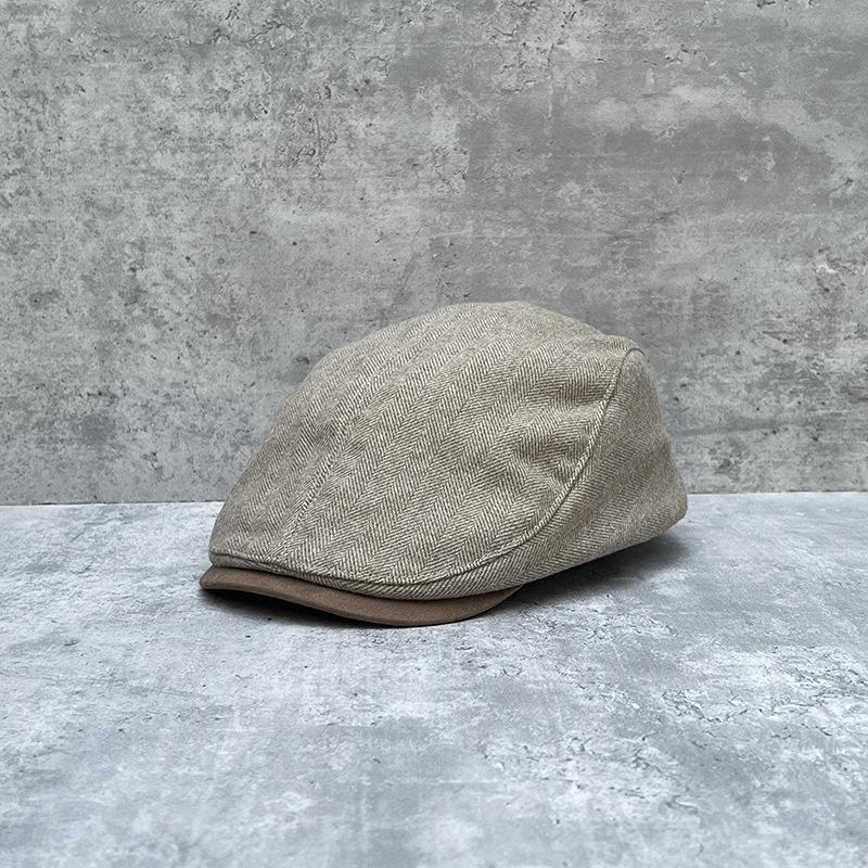 25 British Retro Forward Hats Men'S And Women'S Hats Wool Herringbone Duck Tongue Beret Hipster Painter Hats