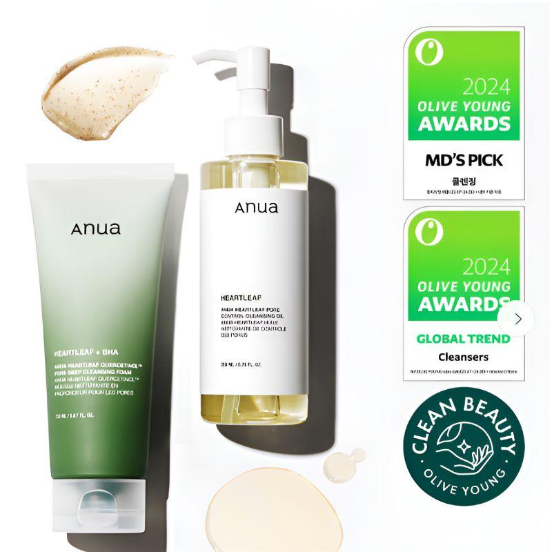 

Anua Heartleaf Cleansing Duo Set – Cleansing Oil 200ml + Cleansing Foam 150ml