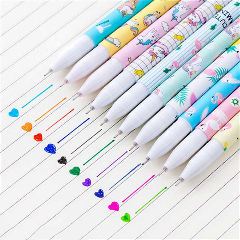 10 Pcs/Kit Adorable Color Pen Flower Animal Starry Star Sweet Flora Colored Gel Pen 05mm Pens for School Kawaii Korean Stationary