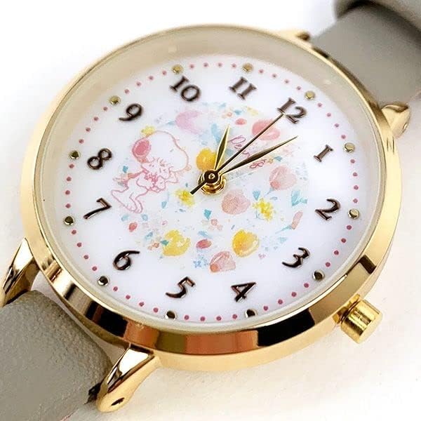 Dámský analogový kožený opasek s akvarelovou ilustrací Snoopy PNT033-1 [Fieldwork]