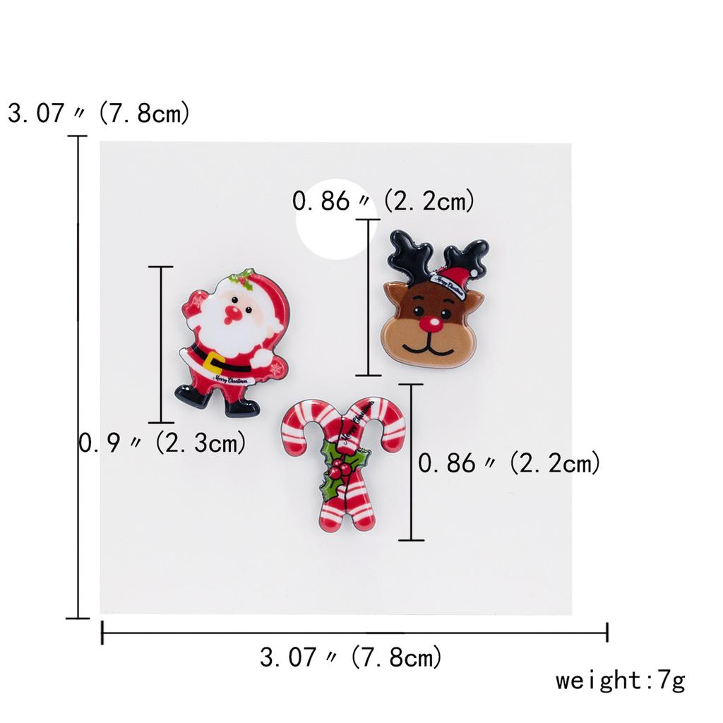 3/4Pcs/Set Merry Christmas Brooches For Women Acrylic Resin Xmas Tree Santa Claus Deer Snowman Lapel Pins New Year Party Jewelry