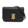 [Gebraucht] Tb Kleine Schwarze Leder Geprägte Tb Schultertasche Crossbody Tasche Goldene Beschläge Abnehmbarer Riemen - Sehr Gut #ALGULV