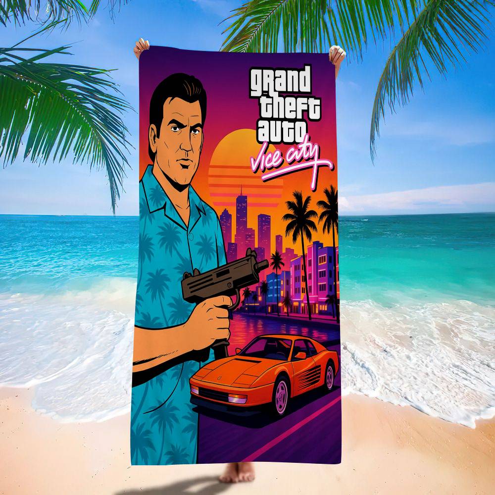 G-Grand T-Theft A-Auto VI Game Microfiber Blanket Quick Drying Beach Towels Oversized Printing Super Absorbent Pool Towel