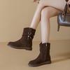 Versatile Shoes, Mid-calf Boots, Women's Flat Boots, Round-toed Slimming Boots, Retro and Fashionable Boots