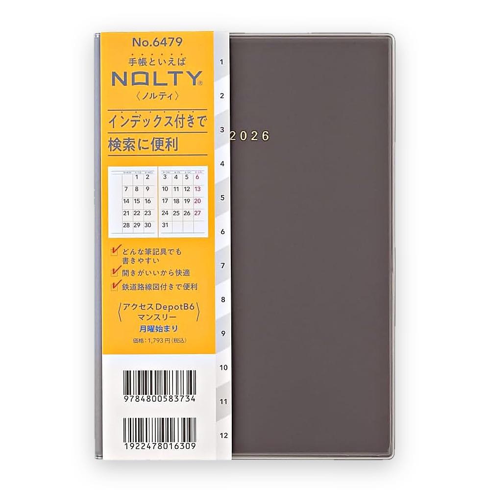 Planer JMAM NOLTY Access Depot B6 Monatsplan 2026 Dünn Groß Tagesfelder Index Dezember 2025 Start B6 schwarz