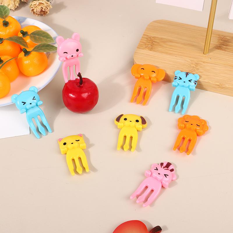 8Pcs Cartoon Animal Tiger Fruit Fork Cupcake Top Decoration Food Toothpicks Bento Box Accessories Dessert Tools
