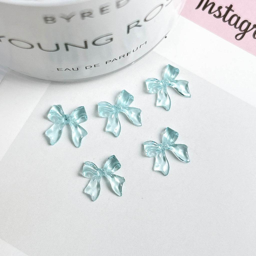 Jelly Color Ice Transparent Bowknot Nail Art Accessories Resin 3D Small Bow Versatile Ins Wearable Nail Decorations