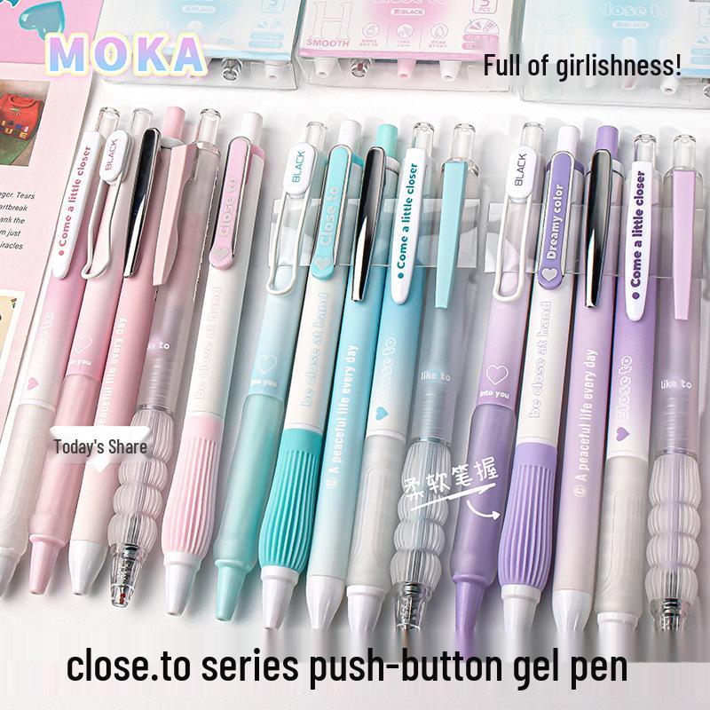 High-Value Smooth Push-Button Double-Bead Quick-Dry 0.5mm Black Exam Pen Set