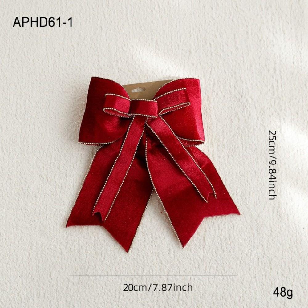 New Double Layer Velvet Christmas Bow Tie Red Cloth Tree Decorations Christmas Bowknot Door Decor