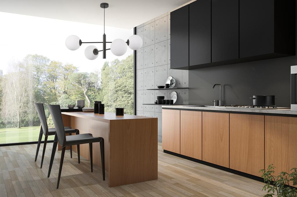 Vicenza Black Hanging Lamp 4-Flat White Lampshade E14
