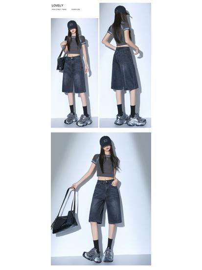 2025 Summer High Waist Denim Shorts - Women's Retro Hong Kong Style Fashion