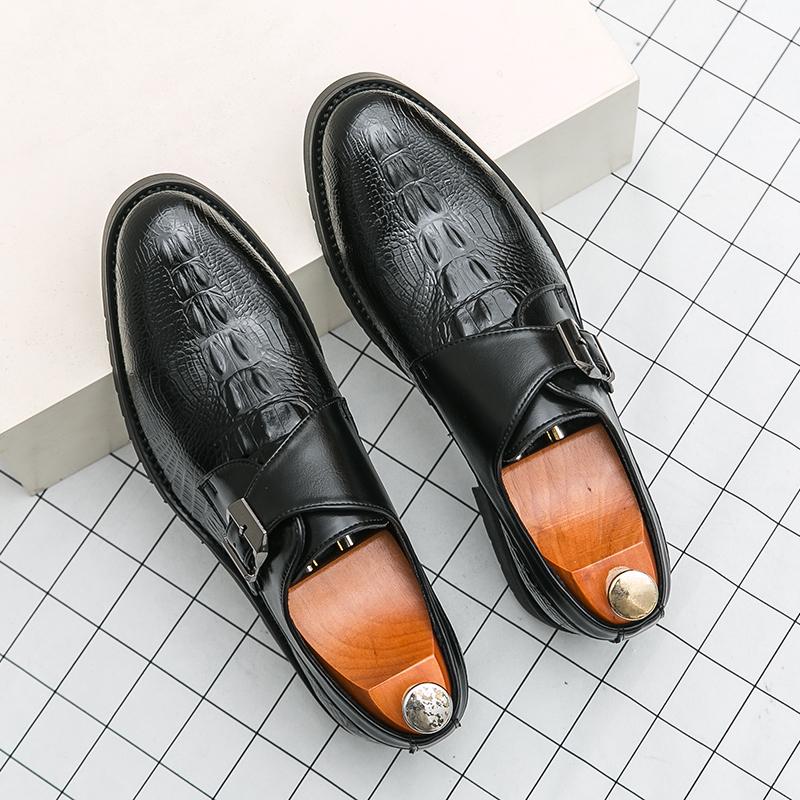 

Модные мужские туфли-монки, деловые кожаные оксфорды, роскошные черные туфли с крокодиловым узором, вечерние туфли на шнуровке, элегантные офисные черные туфли 46 чёрный