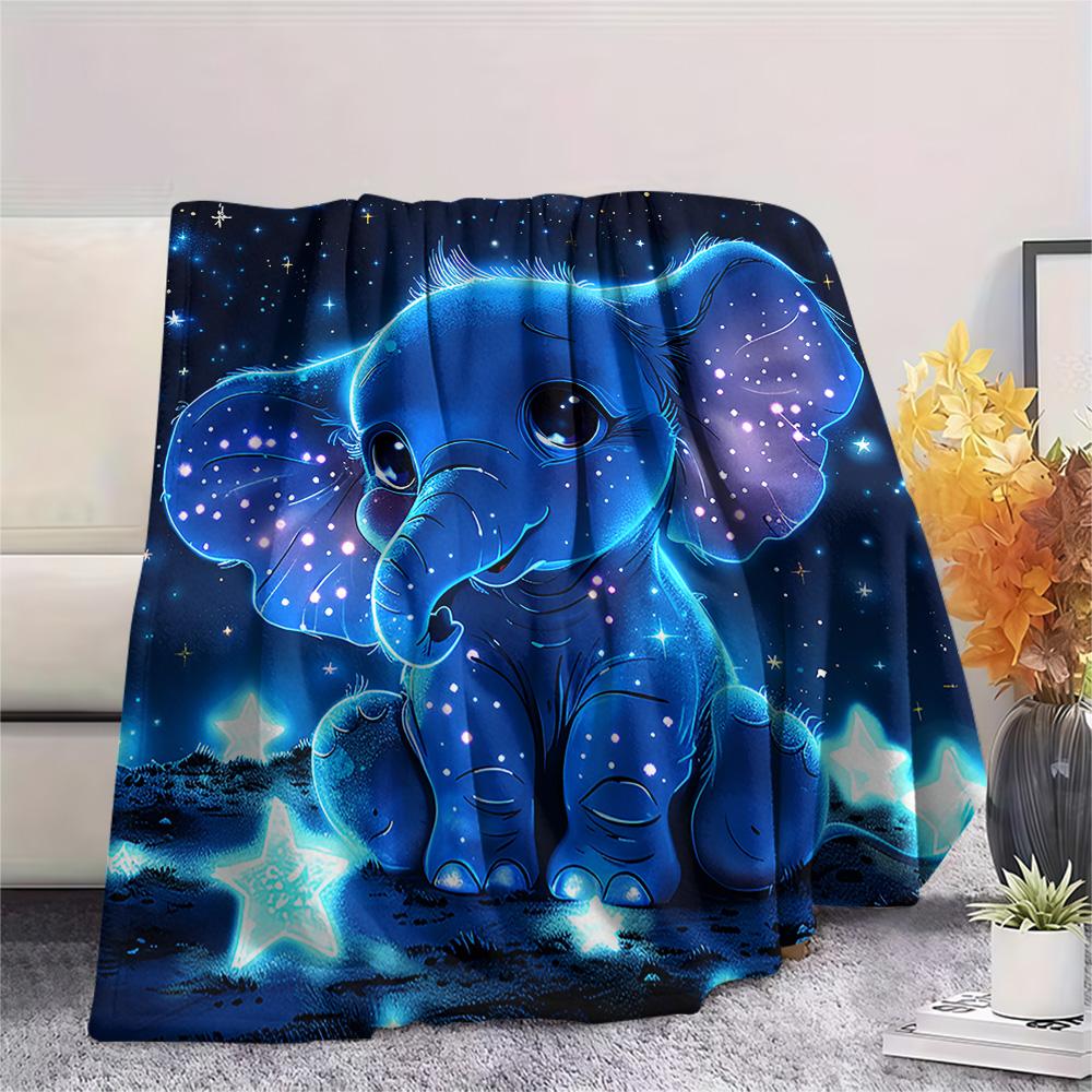 Elephant Print Flannel Blanket, High quality Comfortable for All Seasons, Home Decor, Warmth and Comfort, Perfect for Christmas Gifts