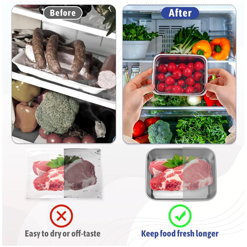 5-piece Stainless Steel Food Storage Container with Transparent Lid, Refrigerator Seal, Leak-proof, Stackable, Suitable for Kitc