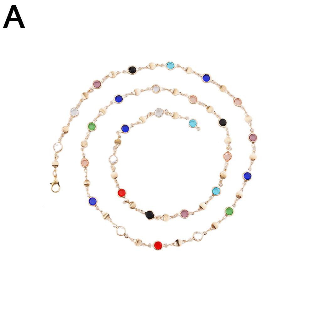 Bohemian Colorful Y-Shaped Long Necklace for Women Vintage Gold Metal Crystal Pendant Adjustable Chain Anti-Tarnish Design