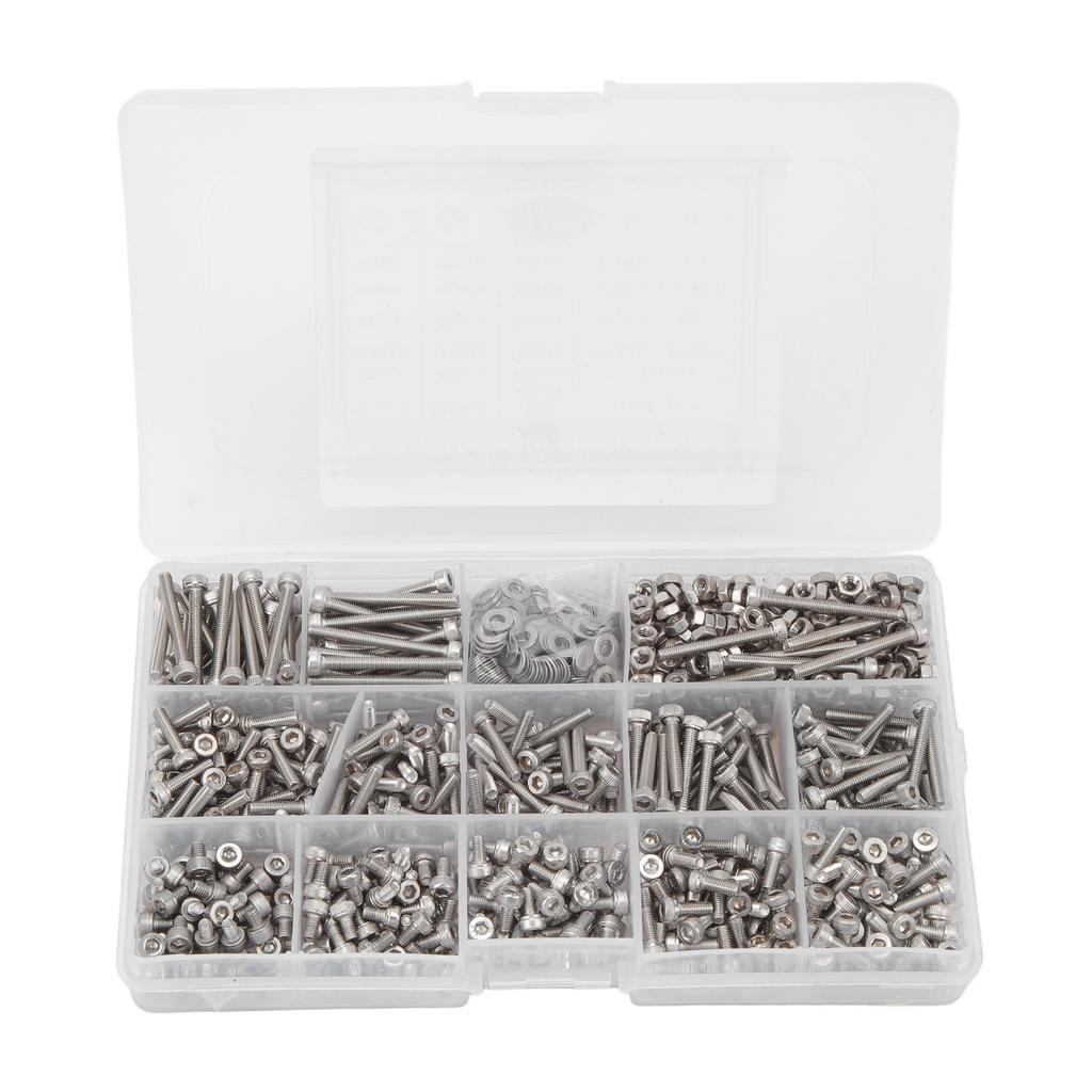 M3 Screw Assortment Kit 304 Stainless Steel Hex Socket Screws Nuts Washers Combination Set