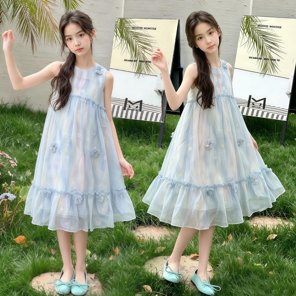 Girls' Chiffon Dress - Summer 2026 Sweet Children's Vest Skirt