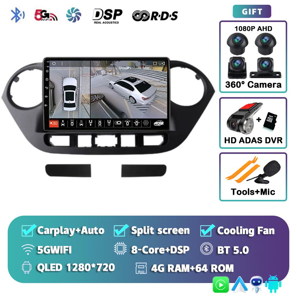 Android 14 Carplay Auto WIFI+4G Car Radio For Hyundai Grand I10 2013-2016 Navigation GPS Multimidia Video Player Stereo 2DIN DSP