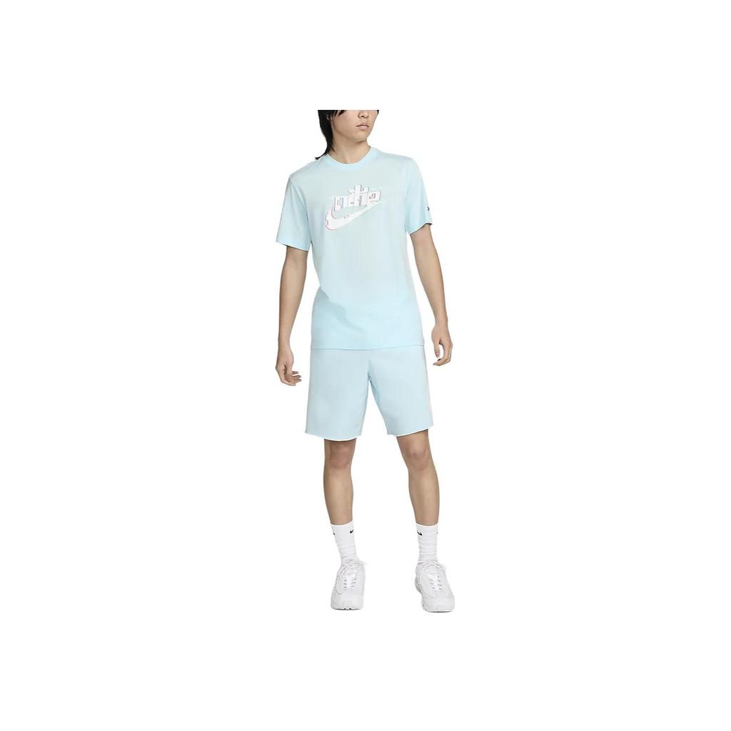 Nike Sportswear Logo Print Breathable Outdoor Casual Sports Crew Neck Short Sleeve T-Shirt Men T-Shirts Glacier-Blue FV3746-474