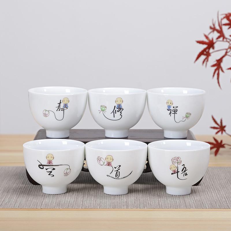 6ks čínský modrobílý porcelánový keramický čajový set Ručně malovaný šálek na čaj Šálky na kávu Šálky na víno Nádobí na pití