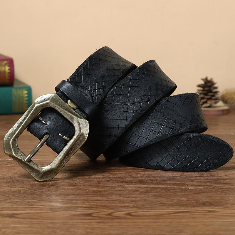 Men's Belt Thickened Real Leather Pin Buckle Personality Fashion Trend Youth Jeans Belt