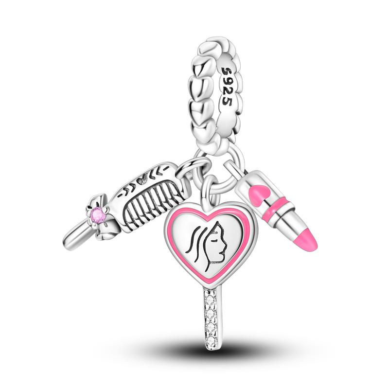 Fit Original Charms Pink Seriescopper Perfume Charm Pendent Dangle Bead Bracelet Necklace Diy Women Jewelry Gift