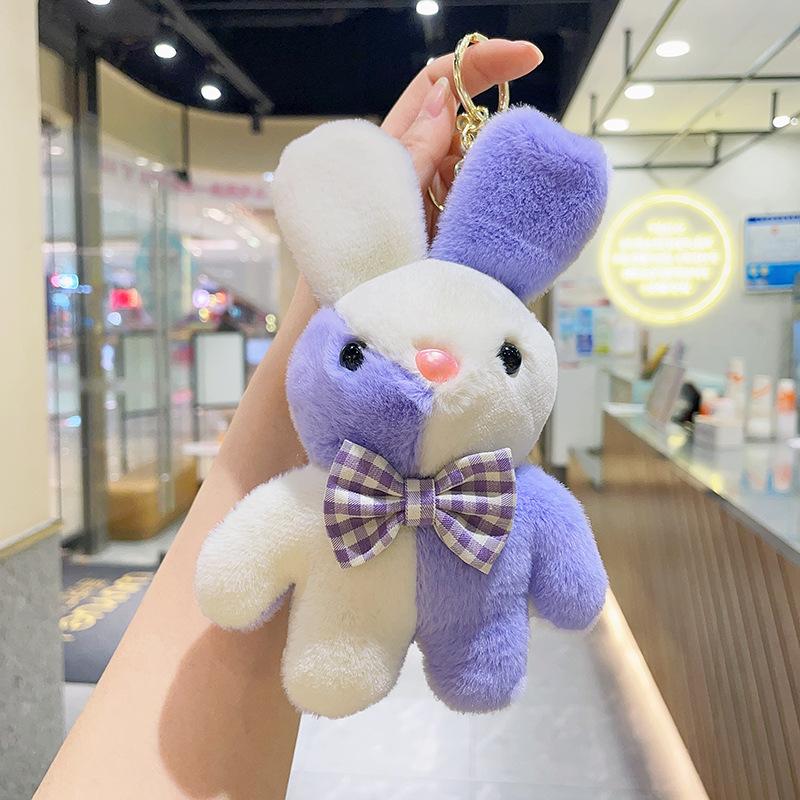 Cartoon Kawaii Colorful Rabbit Plush Doll Keychain Pendant Creative Ins Cute Soft Rabbit Plush Backpack Pendant Birthday Gift