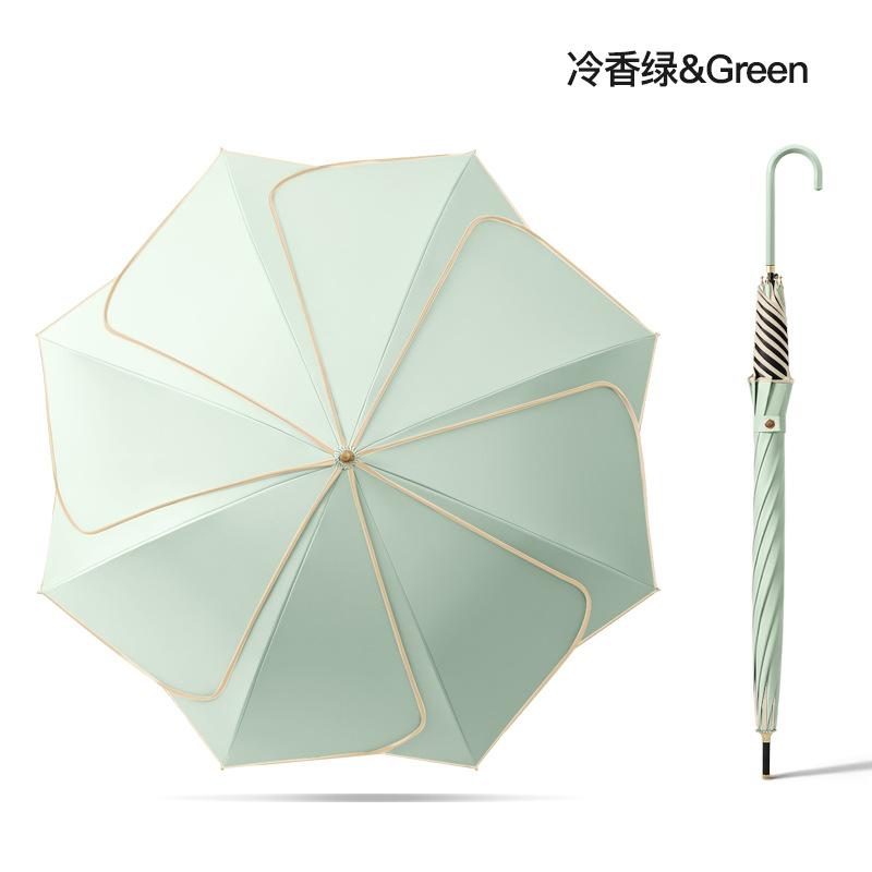 Edge Umbrella Straight Pole Umbrella Modern Simple Creative Solid Color Durable Vinyl Petals Fresh Color Scheme Handle Umbrella
