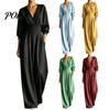 Lightweight Polyester Jumpsuit Women's Long Sleeve Jumpsuit, Deep V Neck Loose Wide Leg Comfortable Women Rompers, High Waist Summer Casual One Piece