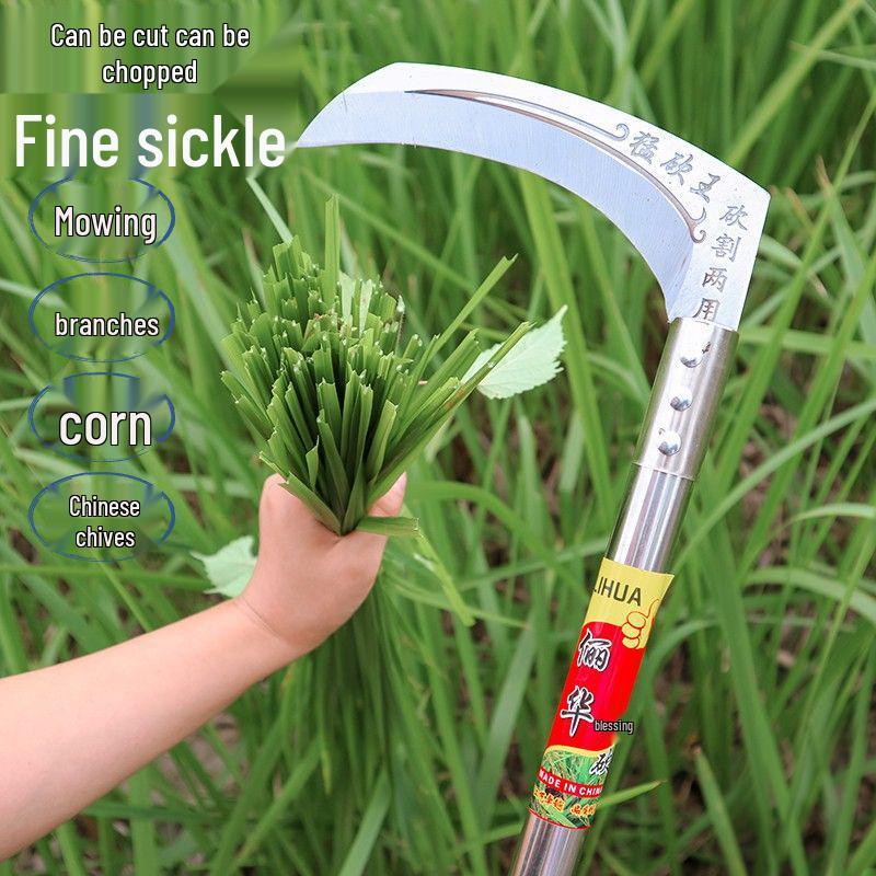 Sense mit extra langem Stiel für Gras, Mais, Weizen und Camping
