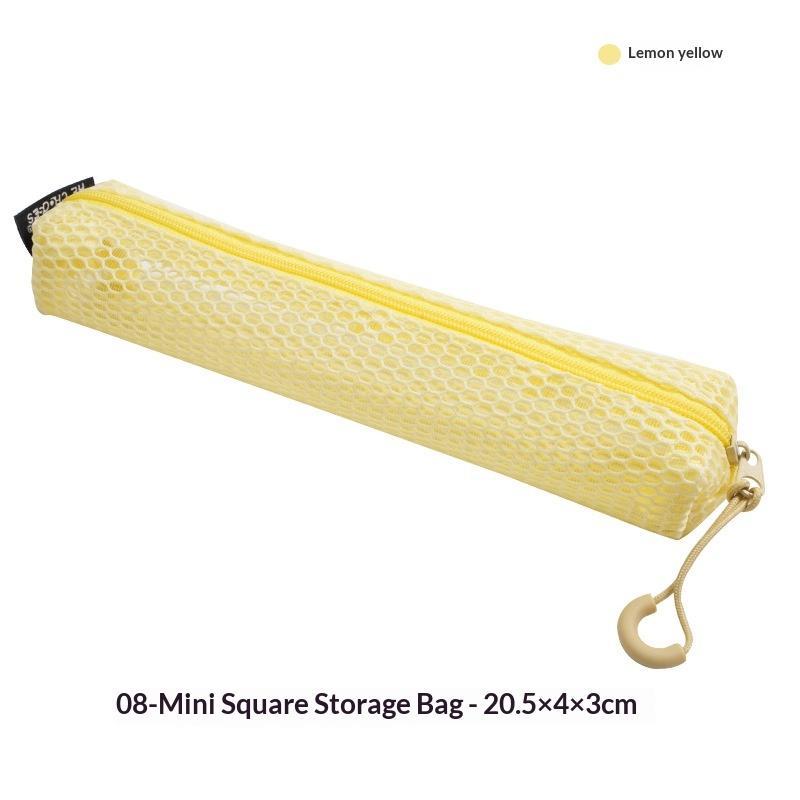 Portable Mesh Pencil Pouch Transparent Design with Smooth Zipper Hanging Hook for Business Trip Small Tools Storage