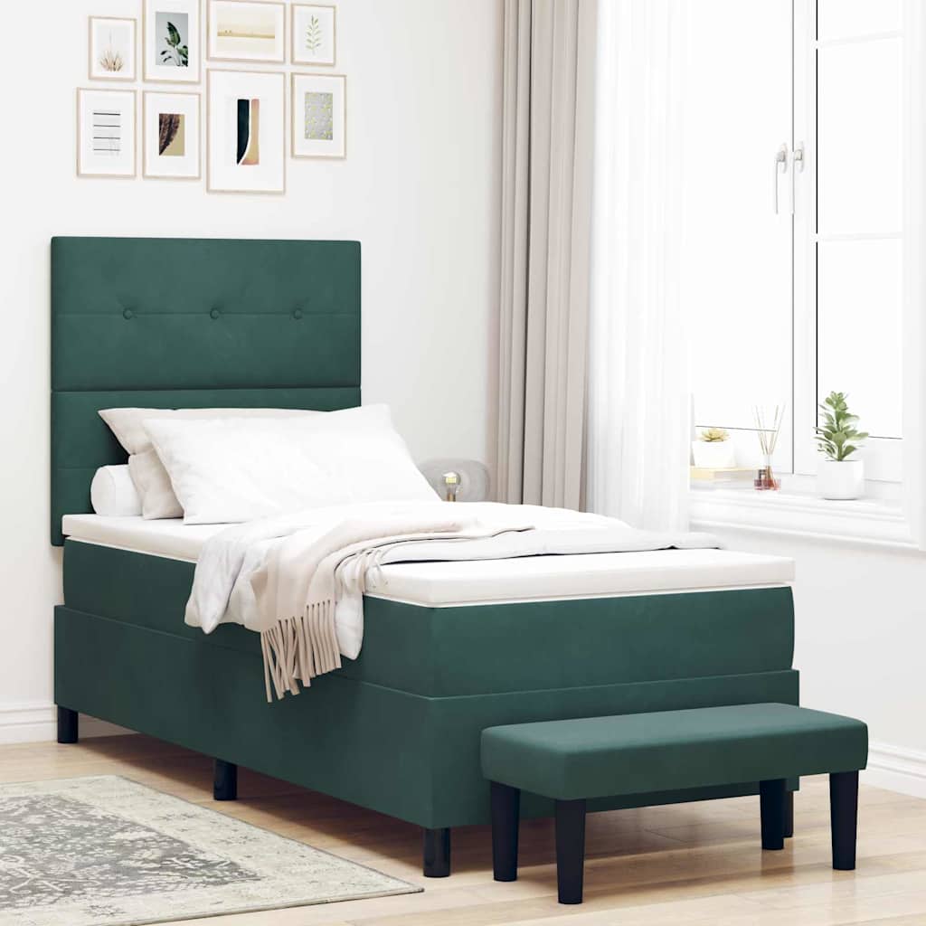 Box Spring Bed with Pillow Dark Green 200 x 80 cm Velvet