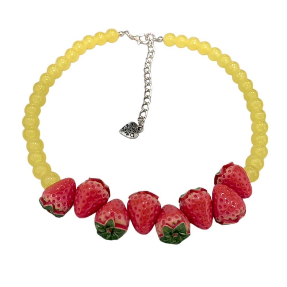 Bunte Perlen Früchte Choker Blaubeeren Perlen Schlüsselbein Kette Mode Perlen Frucht Halskette Damen
