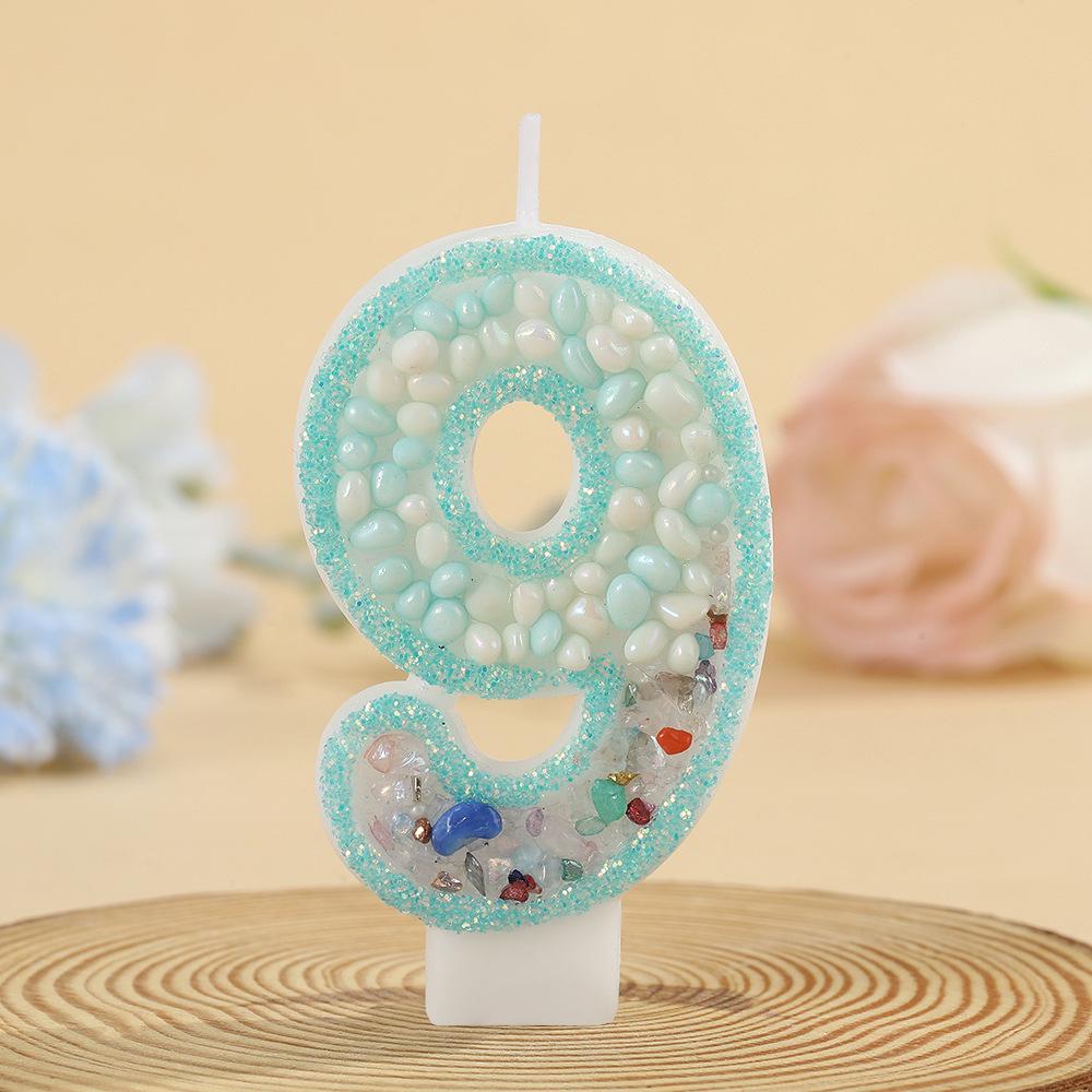 Handmade Double Color Swan Stone Number Candle for Children's First Birthday Cake