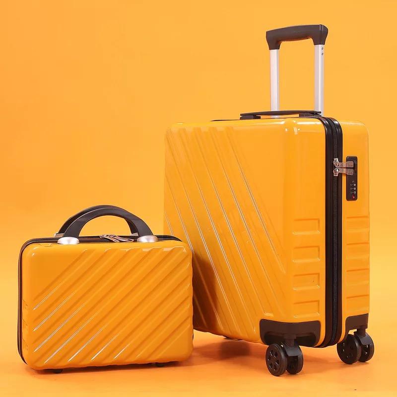 2 bucăți/set valiza de călătorie 18''20 inch bagaj rulant pentru cabină cărucior geantă set de bagaje pentru femei cu geantă cosmetică la modă