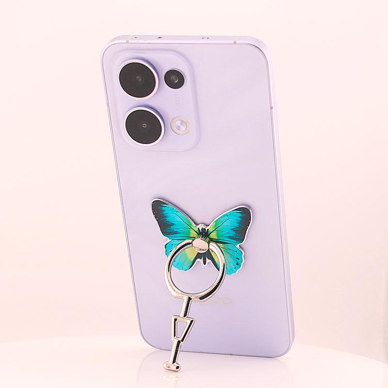Butterfly Ring Holder: Full Metal Vertical Phone Stand, Cartoon Design for Women.
