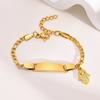Free Engraving Custom Name ID Bracelet, Stainless Steel Charm Cuban Link Chain Bracelet For Gilrs Boys